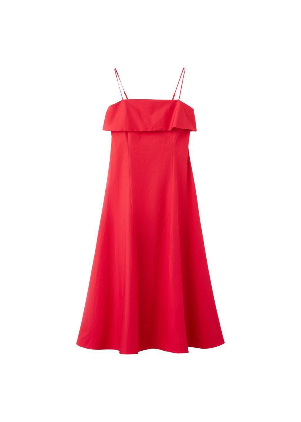 Red Flared Midi-Dress, 0201_70, large image number 6