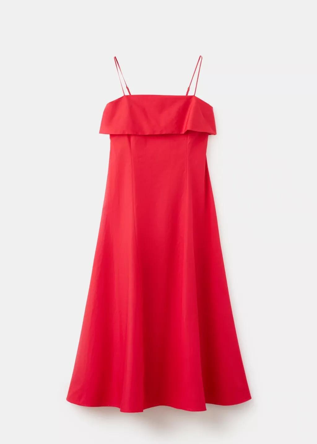 Red Flared Midi-Dress, 0201_70, large image number 7