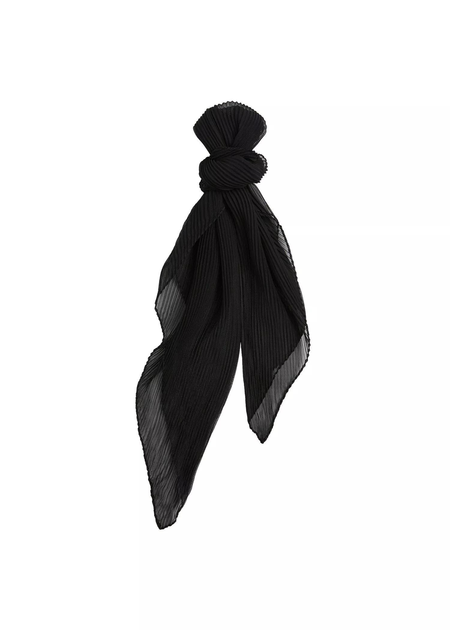 Black Semi-Transparent Textured Scarf, Women, , large image number 0