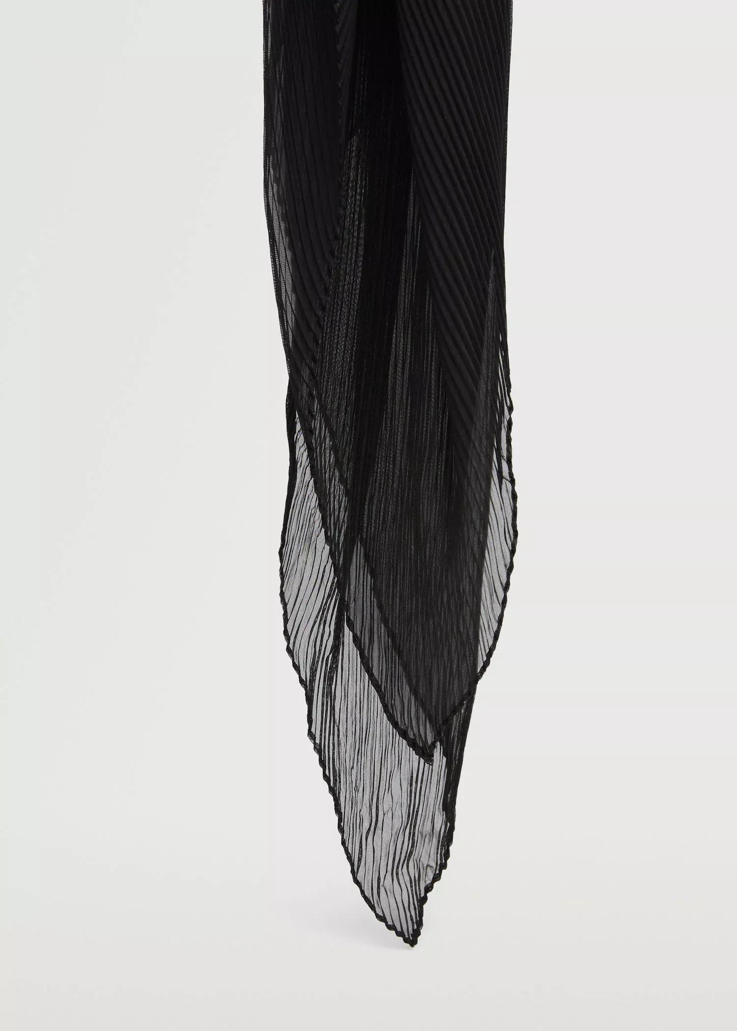 Black Semi-Transparent Textured Scarf, Women, , large image number 1