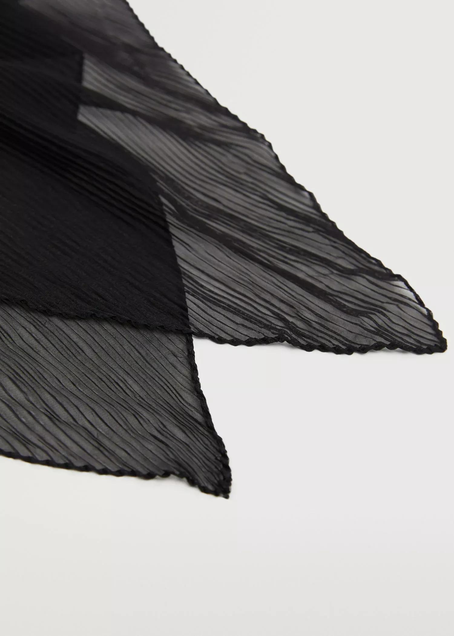 Black Semi-Transparent Textured Scarf, Women, , large image number 2