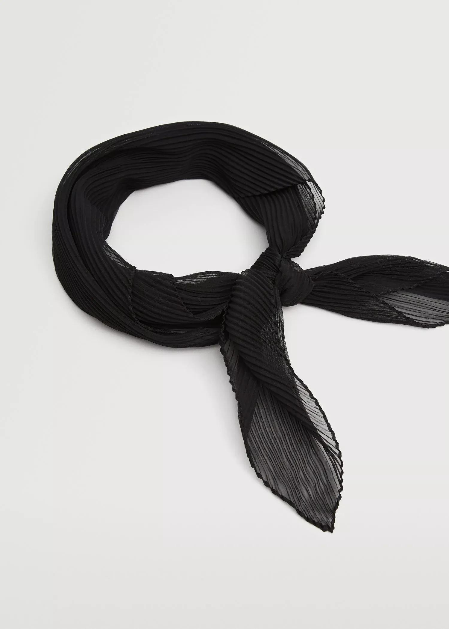 Black Semi-Transparent Textured Scarf, Women, , large image number 3