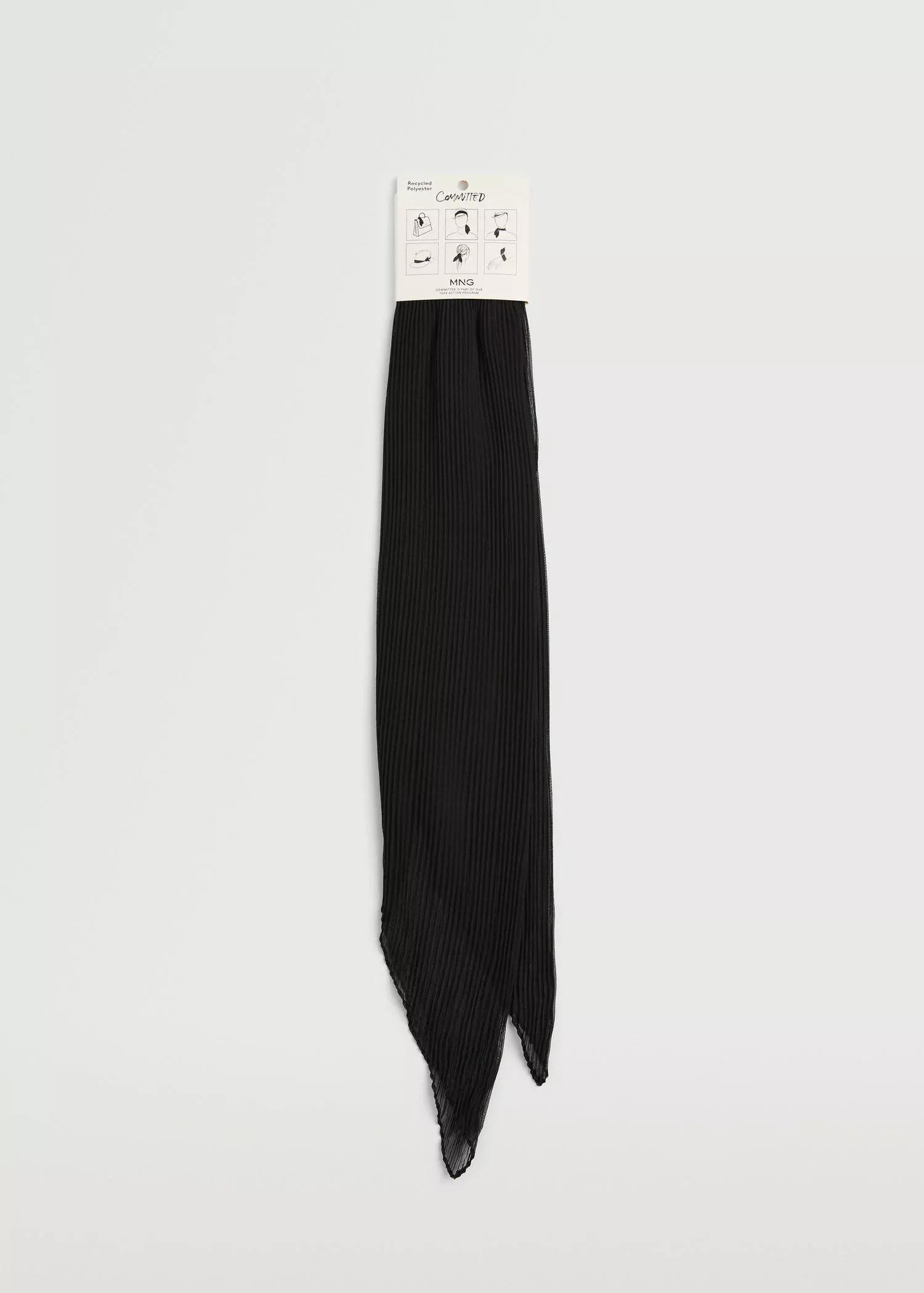 Black Semi-Transparent Textured Scarf, Women, , large image number 4