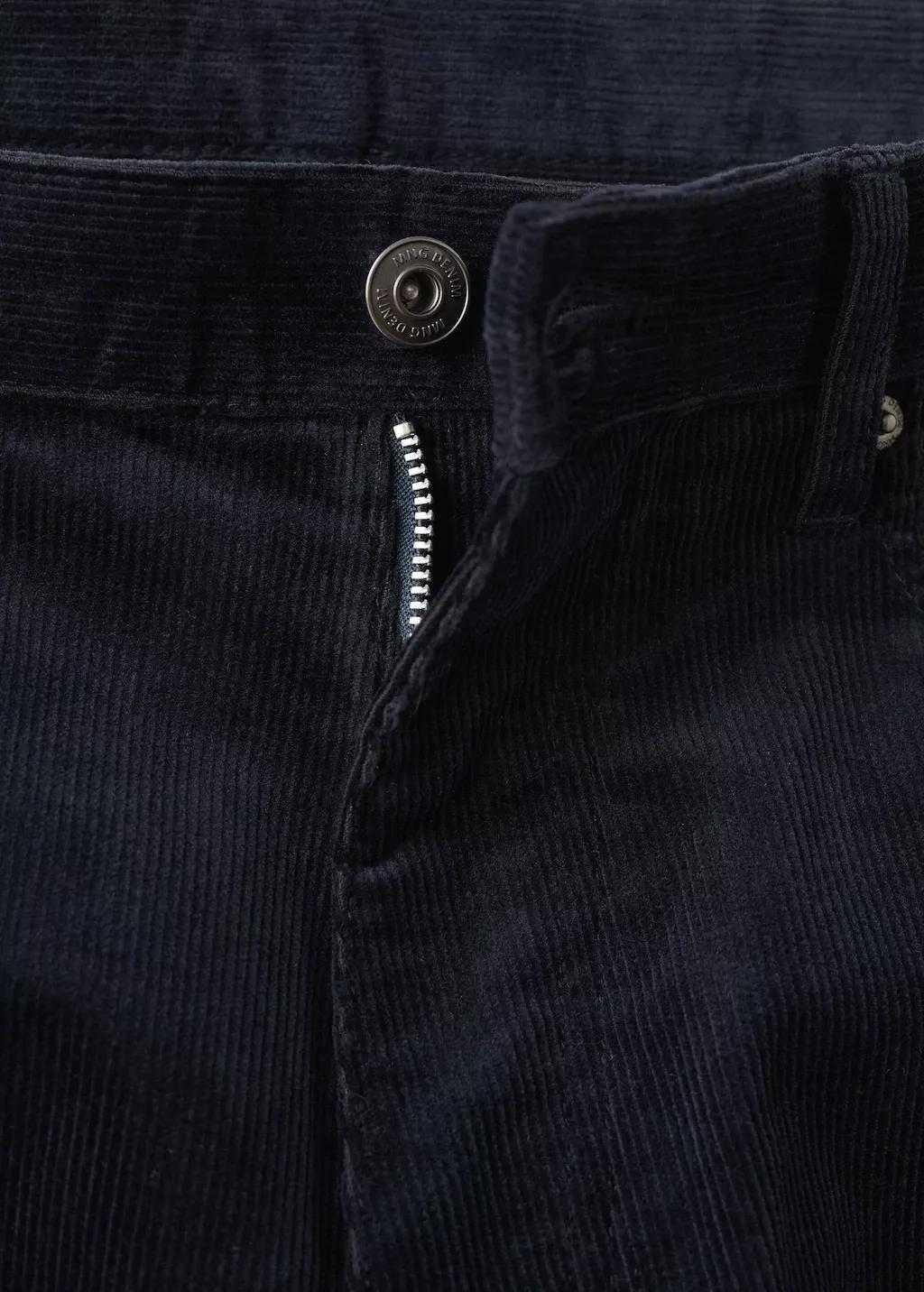 Blue Corduroy Regular-Fit Trousers, Dark Blue, large image number 1