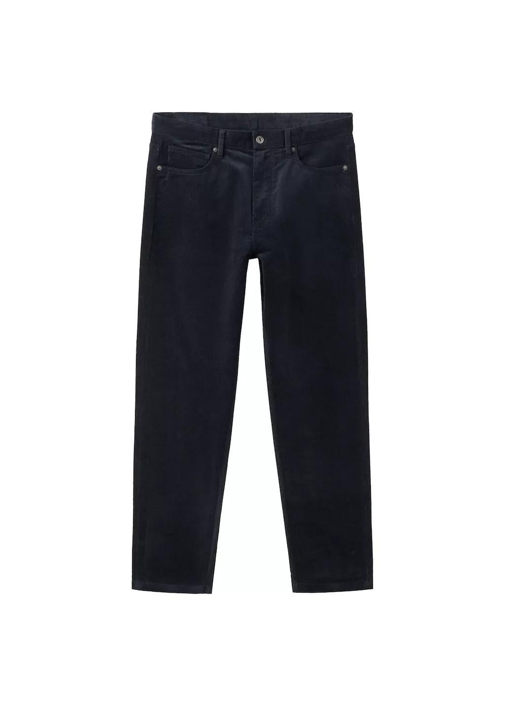 Blue Corduroy Regular-Fit Trousers, Dark Blue, large image number 7