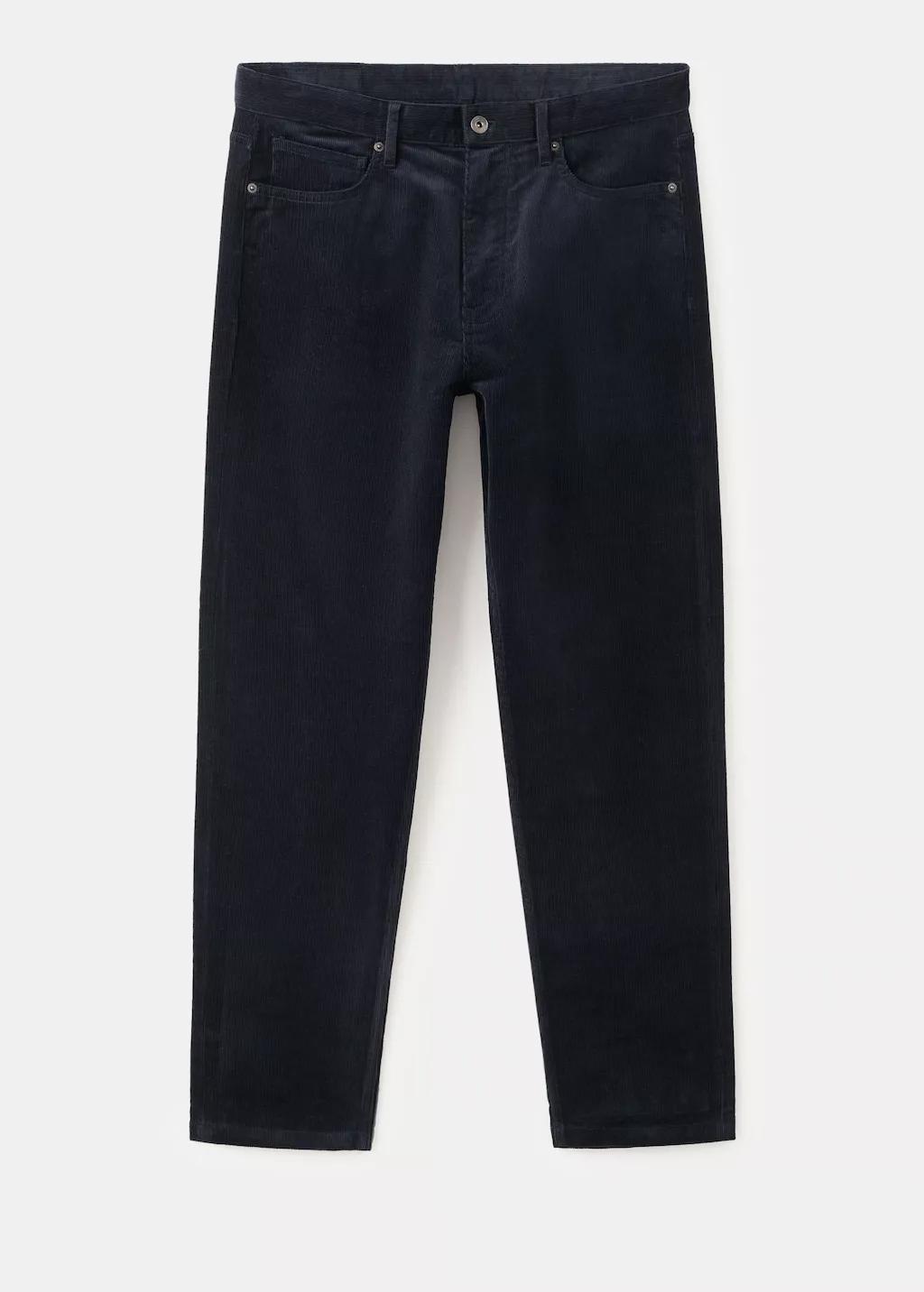 Blue Corduroy Regular-Fit Trousers, Dark Blue, large image number 8