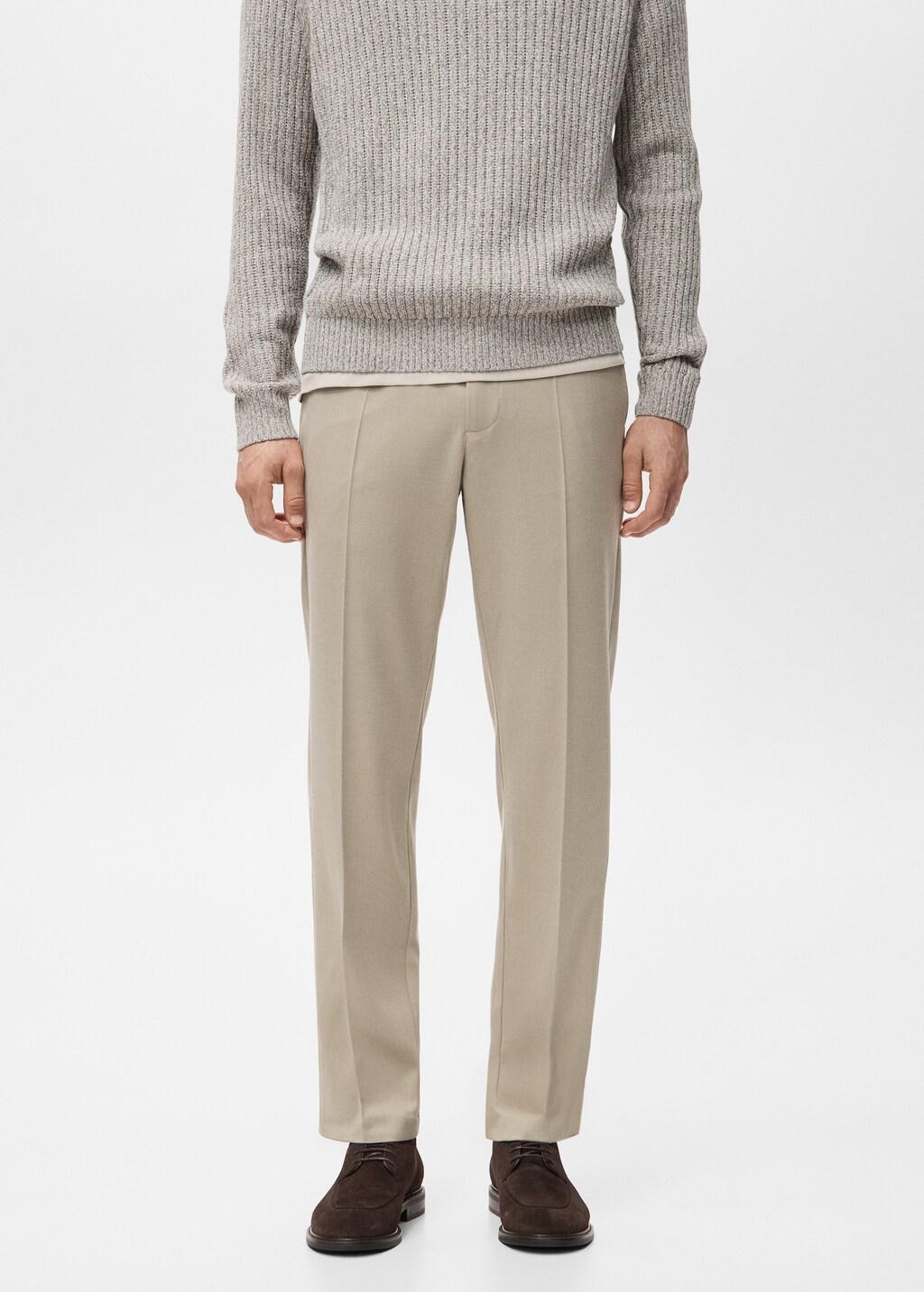 Brown Regular-Fit Pleated Trousers, Light Pastel Brown, large image number 3