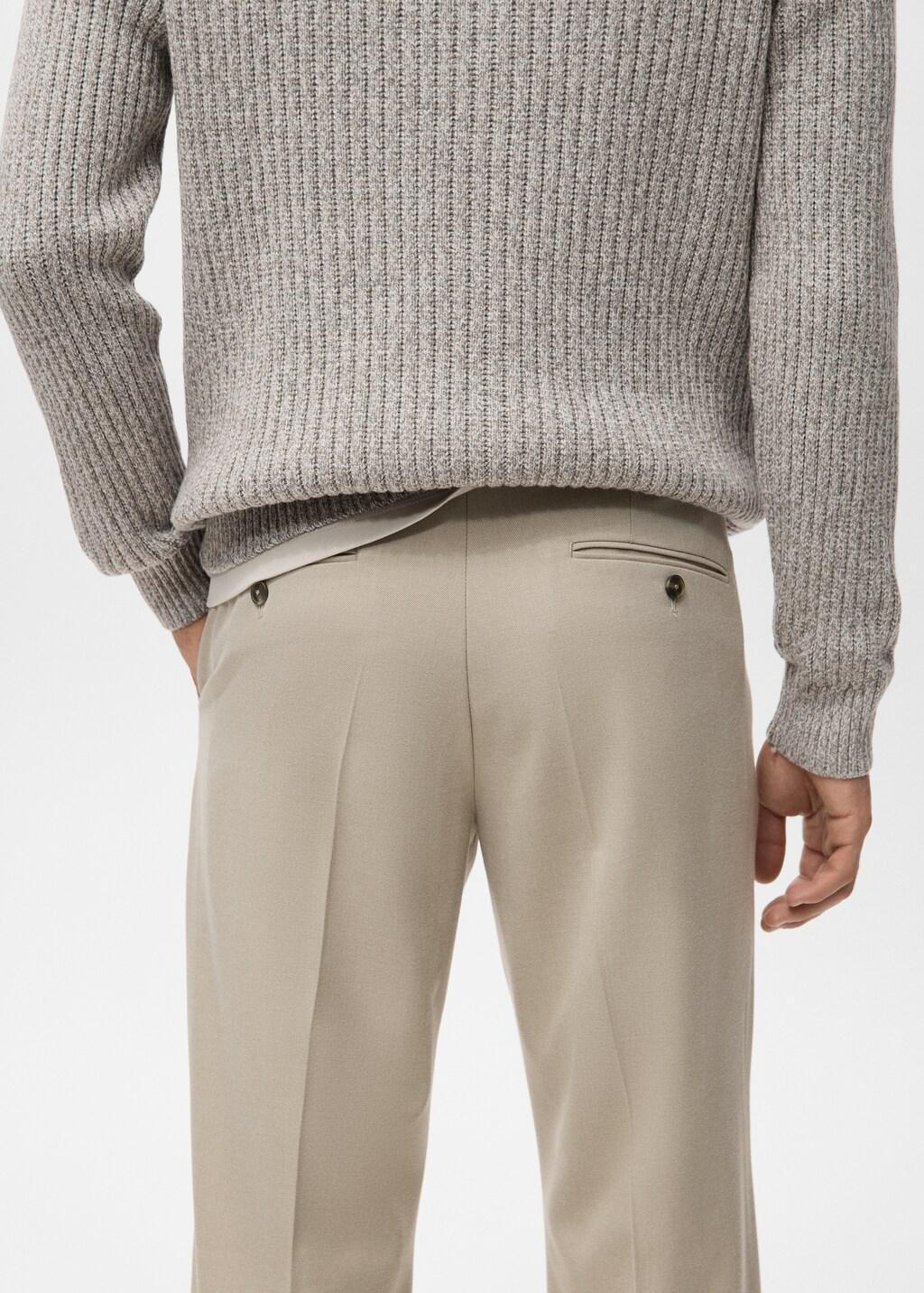 Brown Regular-Fit Pleated Trousers, Light Pastel Brown, large image number 6