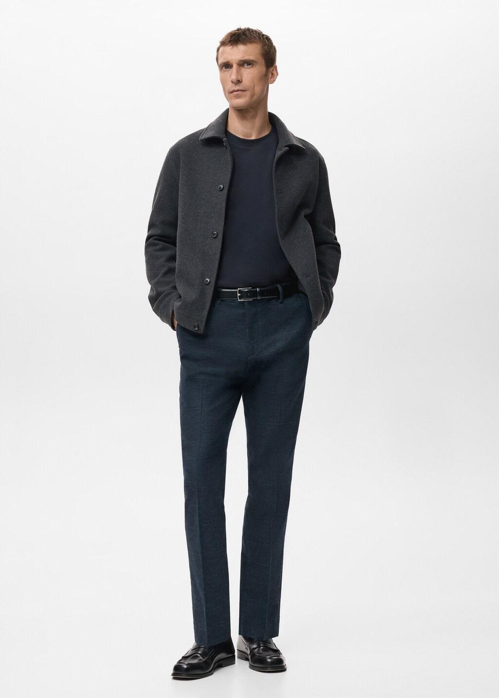 Navy Slim-Fit Flannel Trousers, Navy, large image number 0