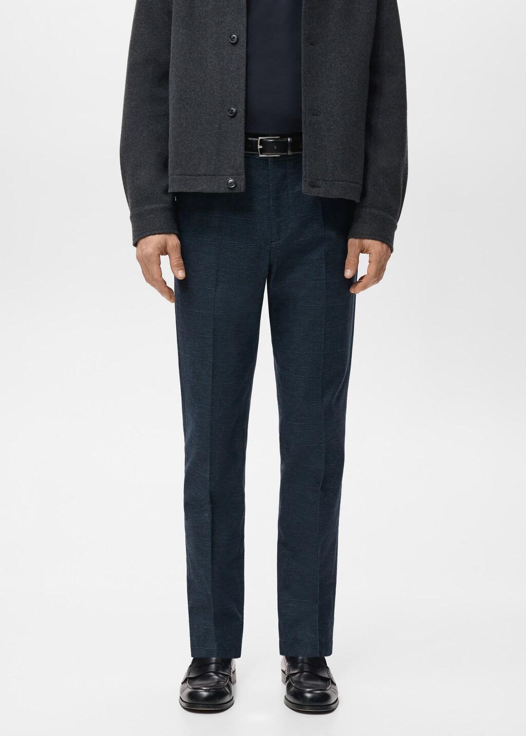 Navy Slim-Fit Flannel Trousers, Navy, large image number 3