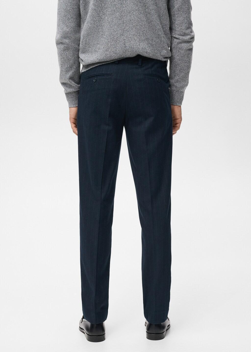 Navy Slim-Fit Flannel Trousers, Navy, large image number 2
