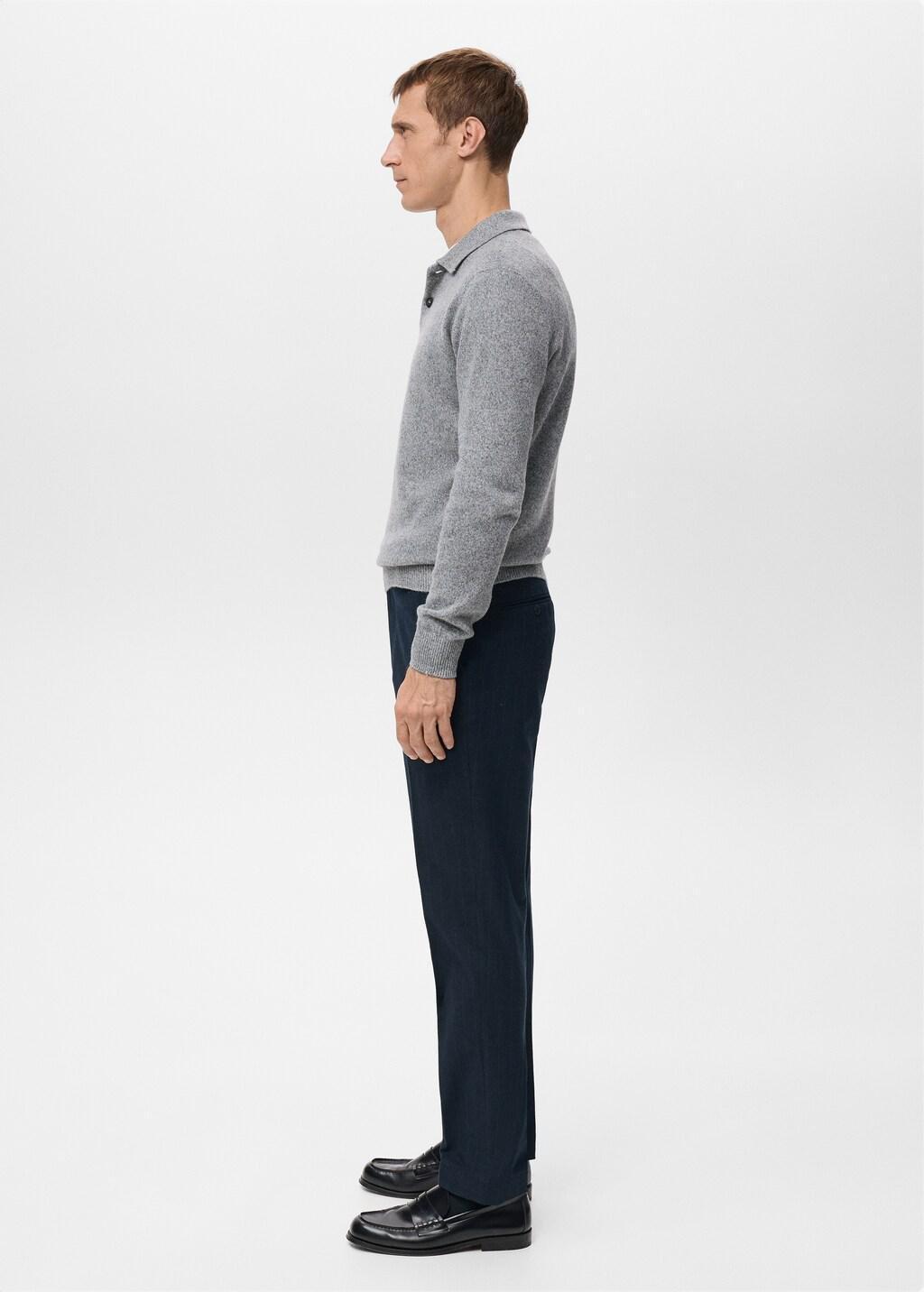 Navy Slim-Fit Flannel Trousers, 0201_69, large image number 6