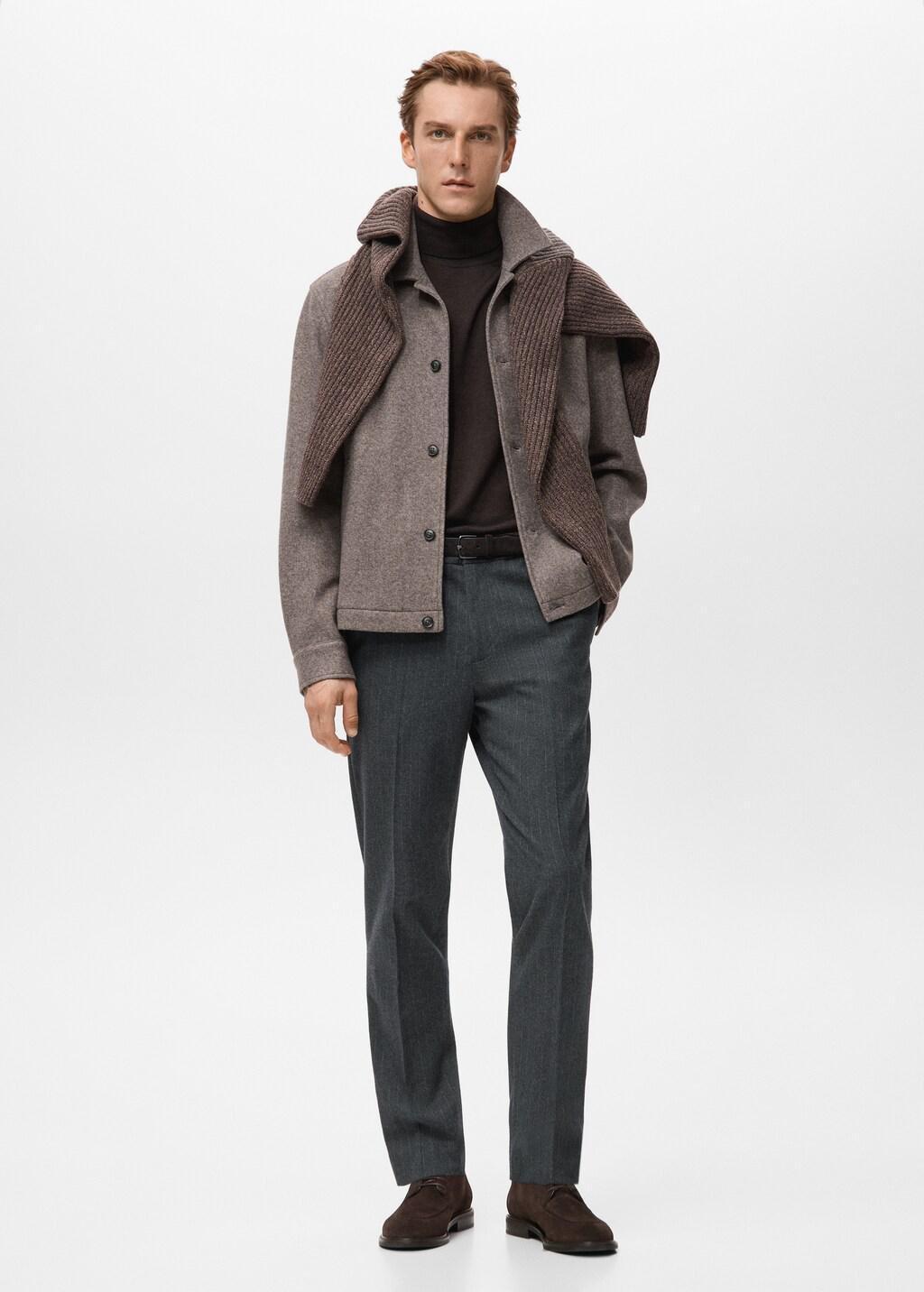 Grey Slim-Fit Flannel Trousers, Medium Grey, large image number 0