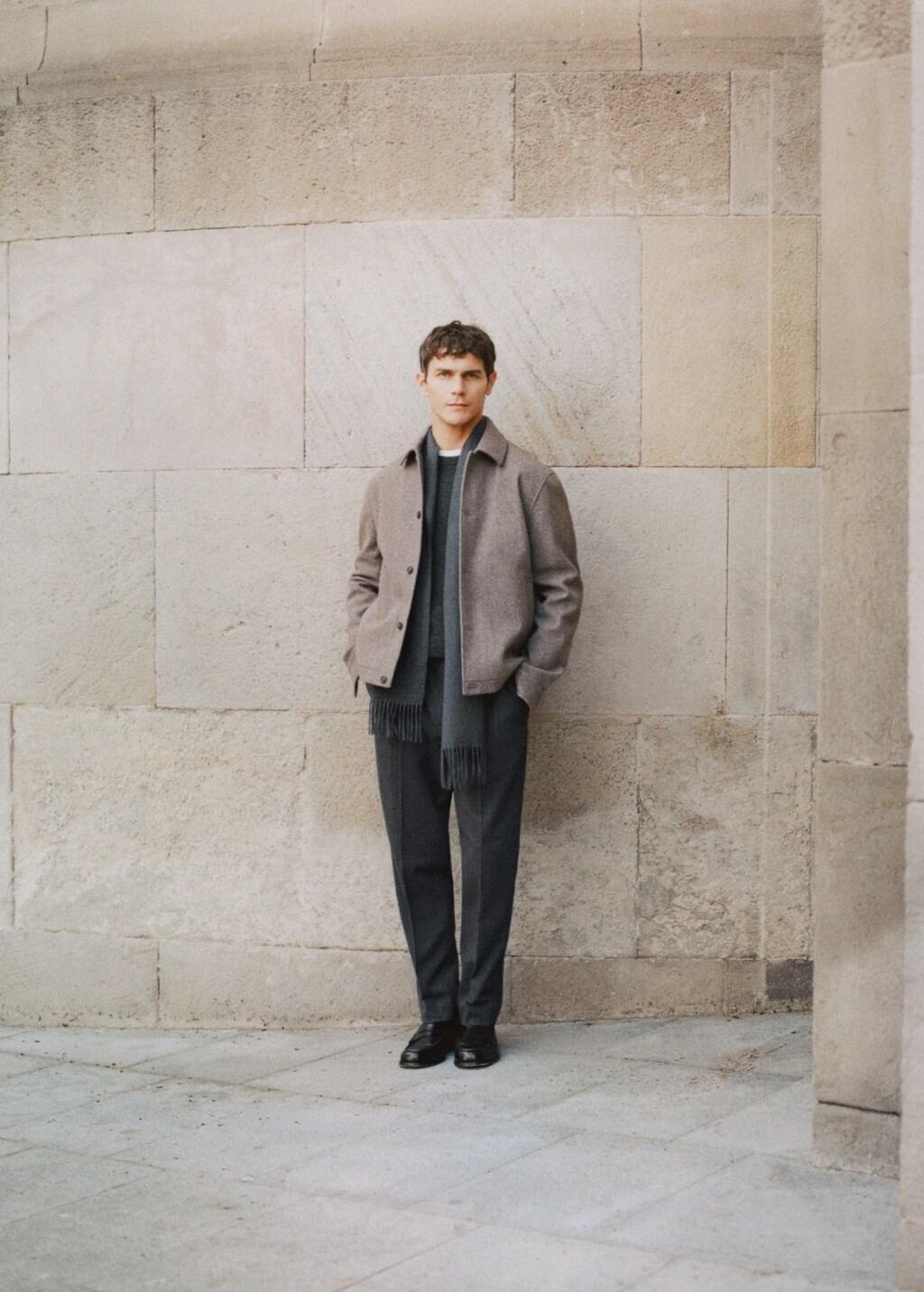 Grey Slim-Fit Flannel Trousers, Medium Grey, large image number 5