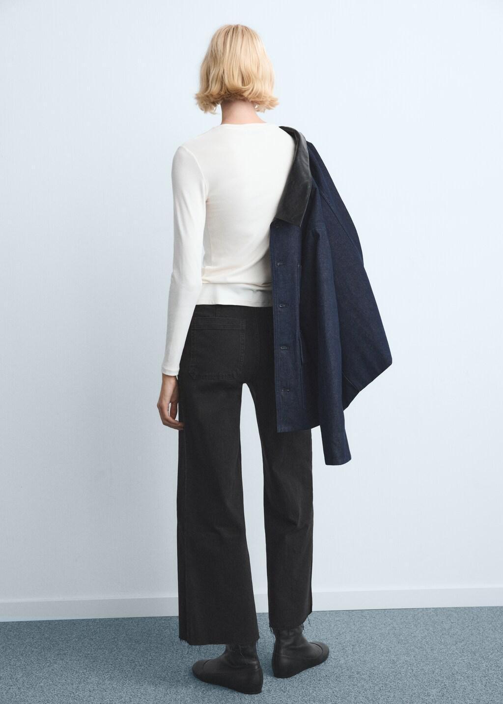 Black Catherin Culotte High-Rise Jeans, Open Grey, large image number 2