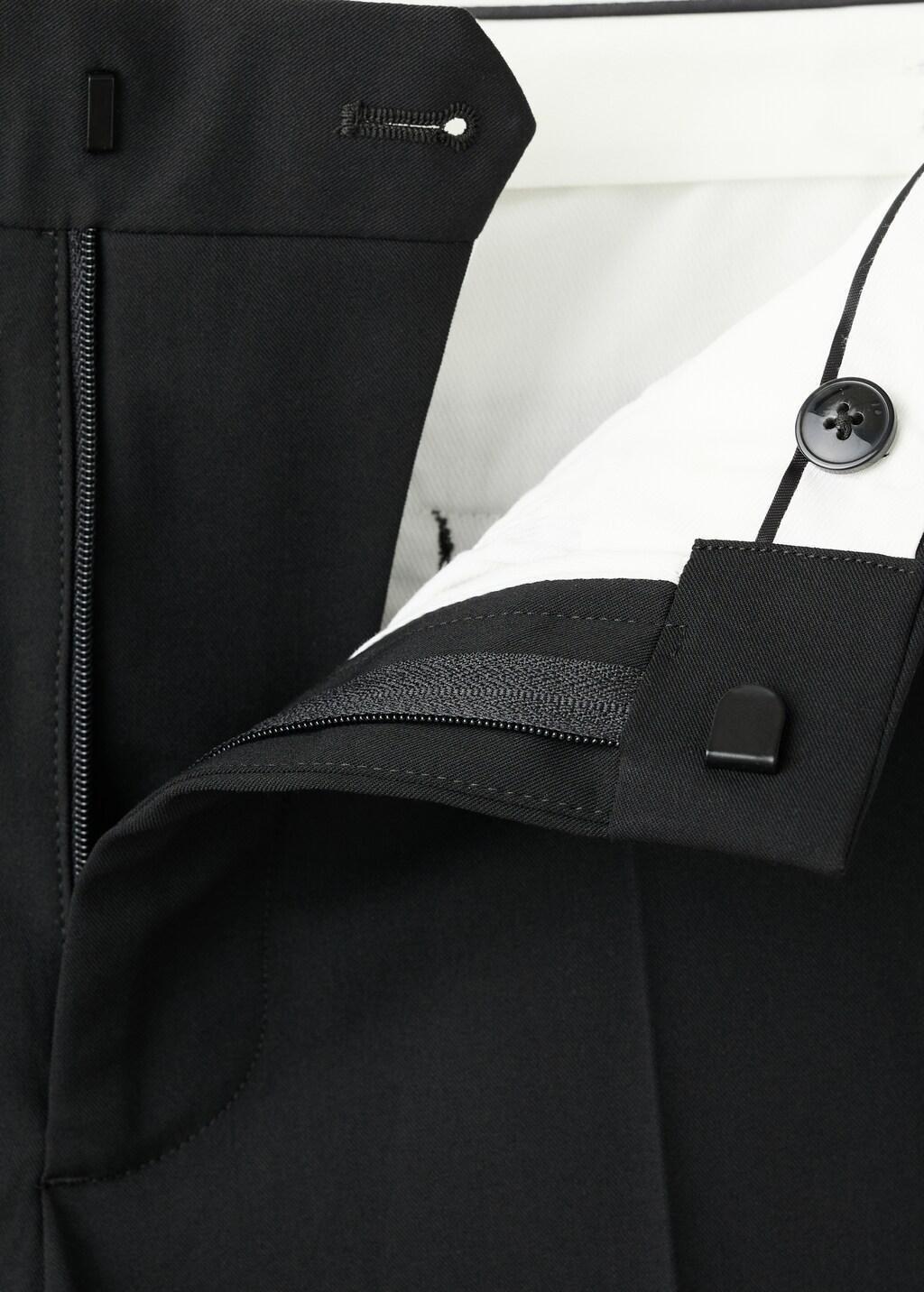 Black Stretch Fabric Super Slim-Fit Suit Trousers, Black, large image number 5