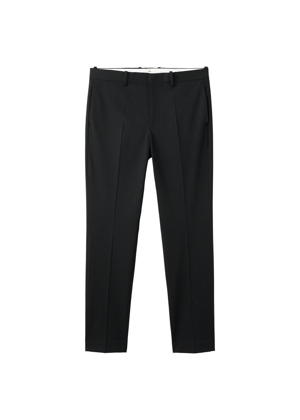 Black Stretch Fabric Super Slim-Fit Suit Trousers, Black, large image number 7