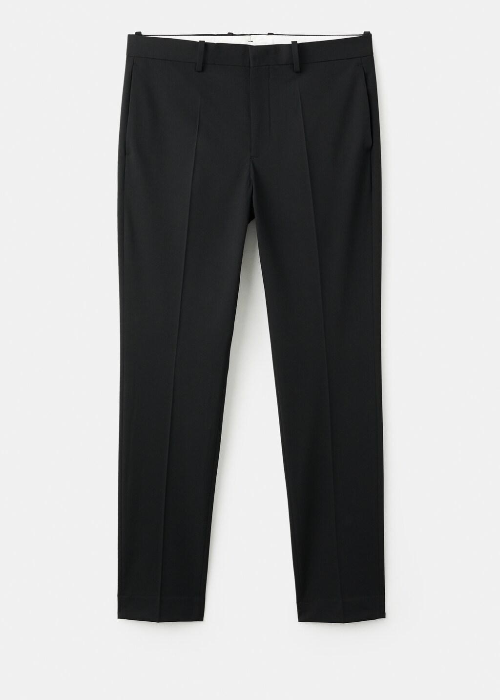 Black Stretch Fabric Super Slim-Fit Suit Trousers, Black, large image number 8