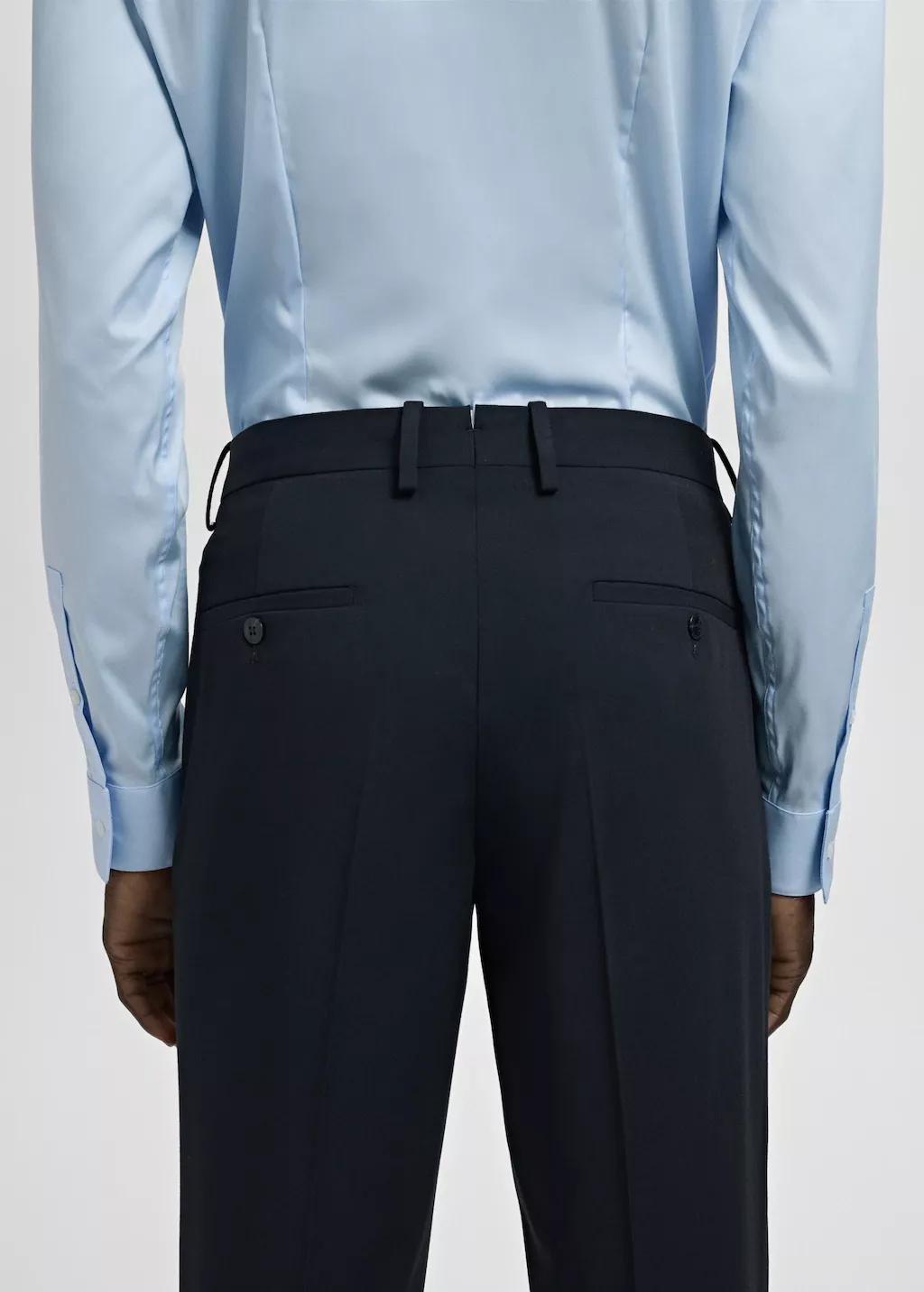 Navy Stretch Fabric Super Slim-Fit Suit Trousers, Navy, large image number 6