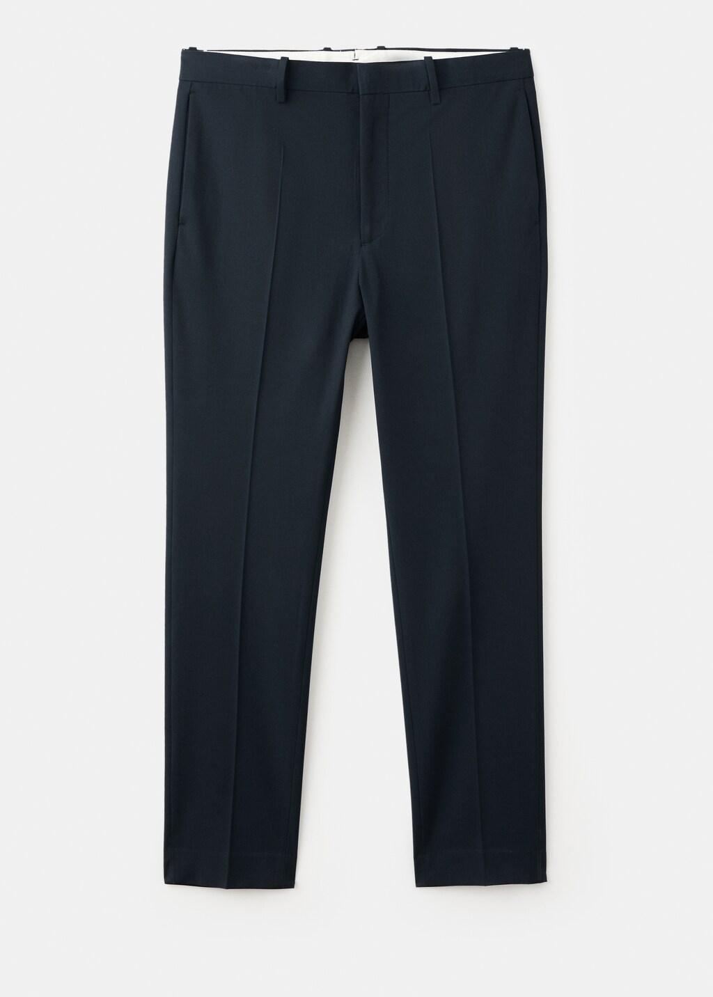 Navy Stretch Fabric Super Slim-Fit Suit Trousers, Navy, large image number 8