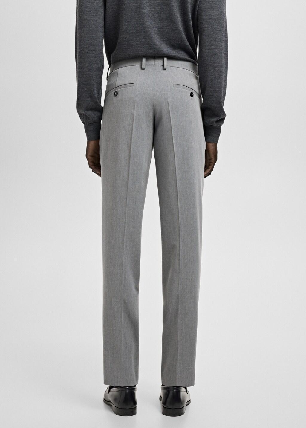 Grey Stretch Fabric Super Slim-Fit Suit Trousers, Grey, large image number 2