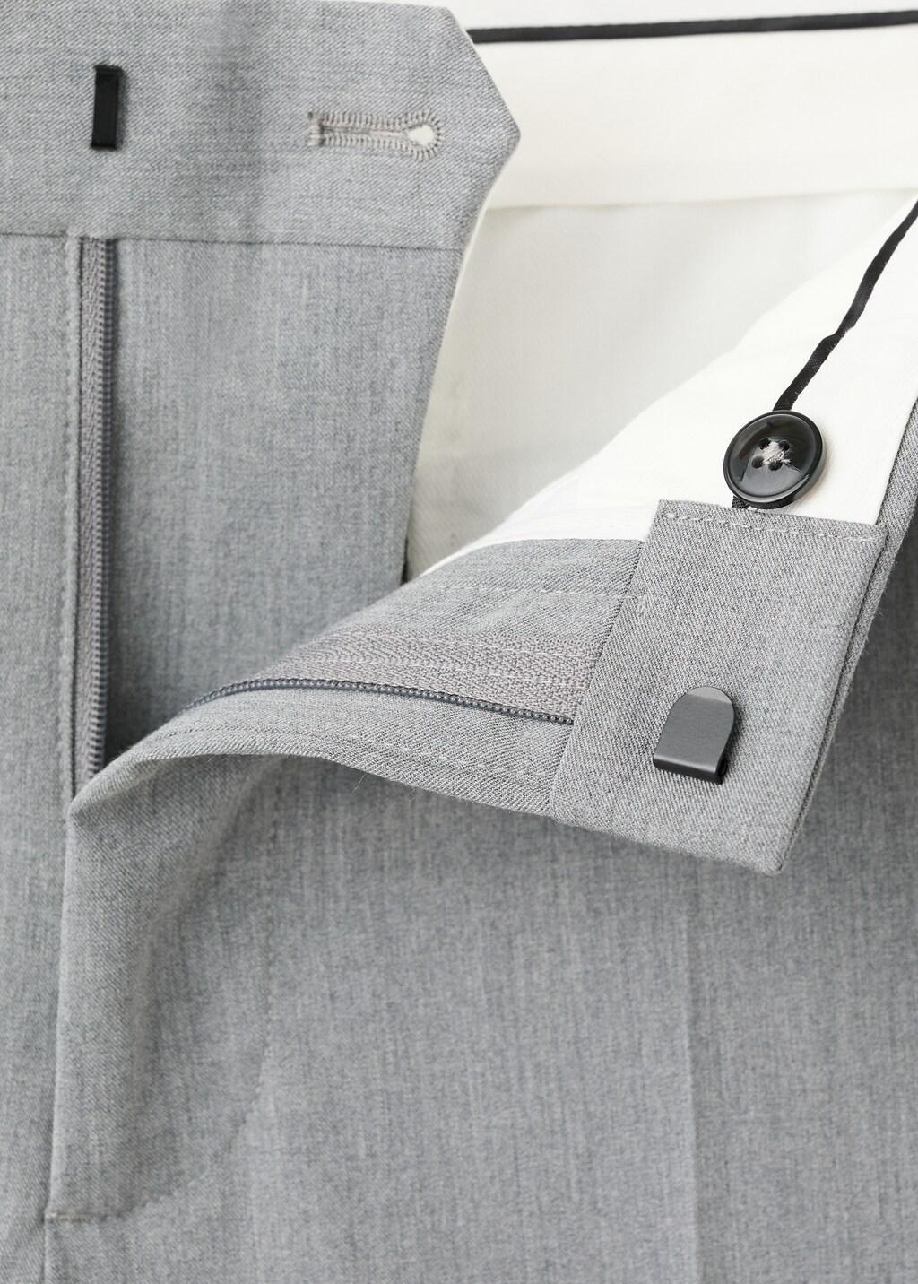 Grey Stretch Fabric Super Slim-Fit Suit Trousers, Grey, large image number 5