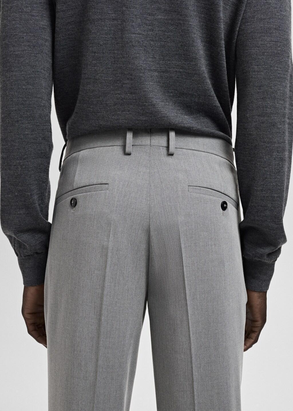 Grey Stretch Fabric Super Slim-Fit Suit Trousers, Grey, large image number 6