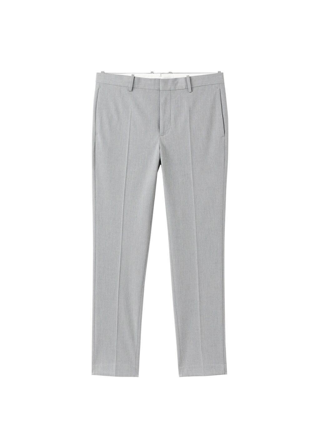 Grey Stretch Fabric Super Slim-Fit Suit Trousers, Grey, large image number 7