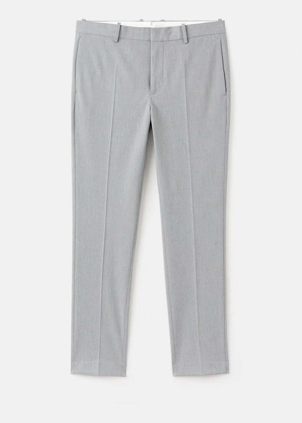 Grey Stretch Fabric Super Slim-Fit Suit Trousers, Grey, large image number 8