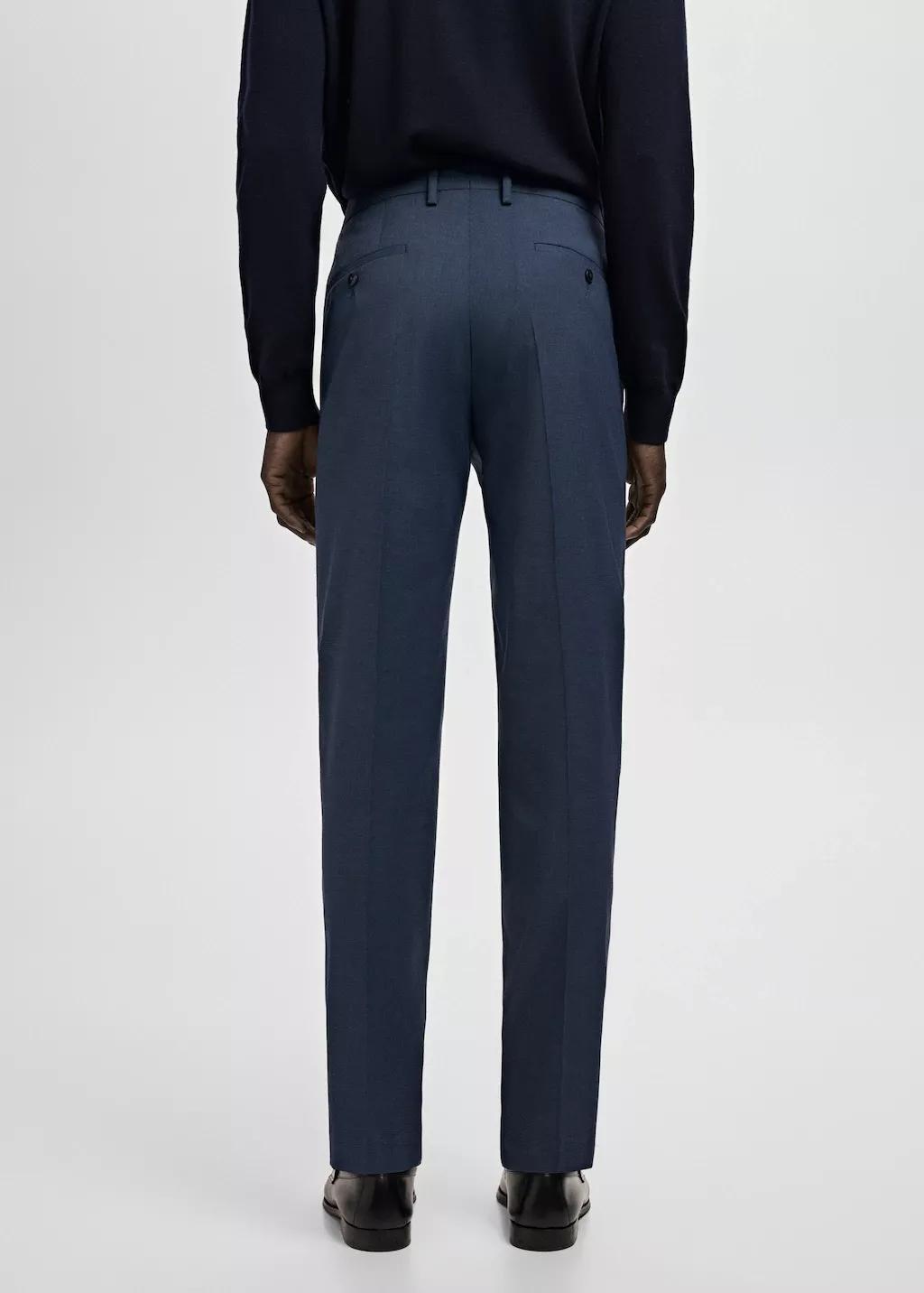 Blue Stretch Fabric Super Slim-Fit Suit Trousers, 0201_55, large image number 2