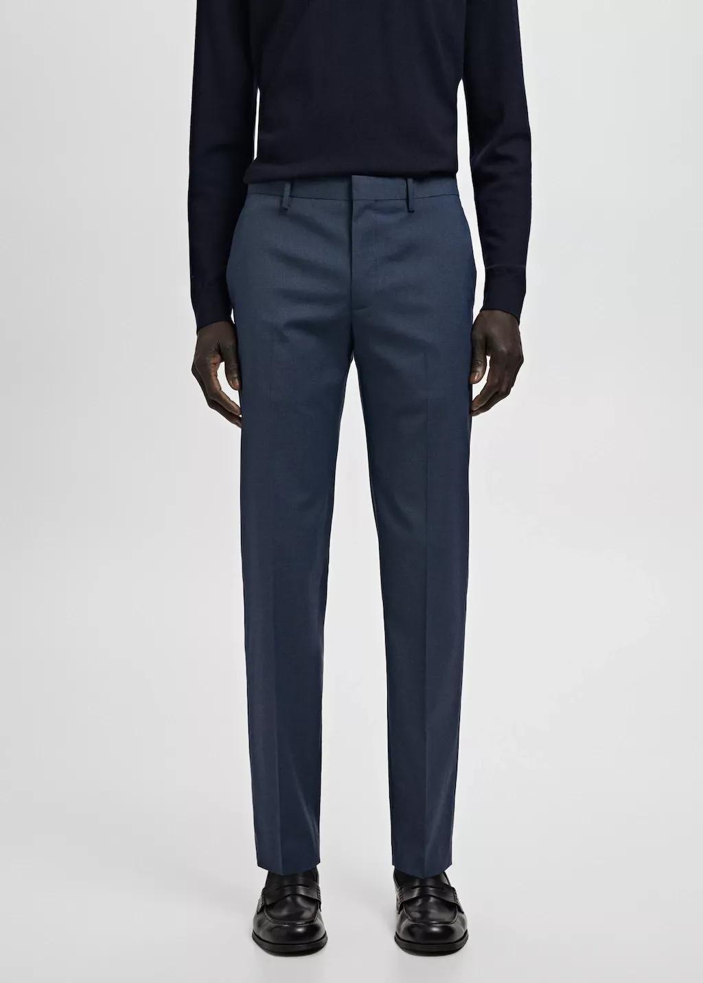 Blue Stretch Fabric Super Slim-Fit Suit Trousers, 0201_55, large image number 3