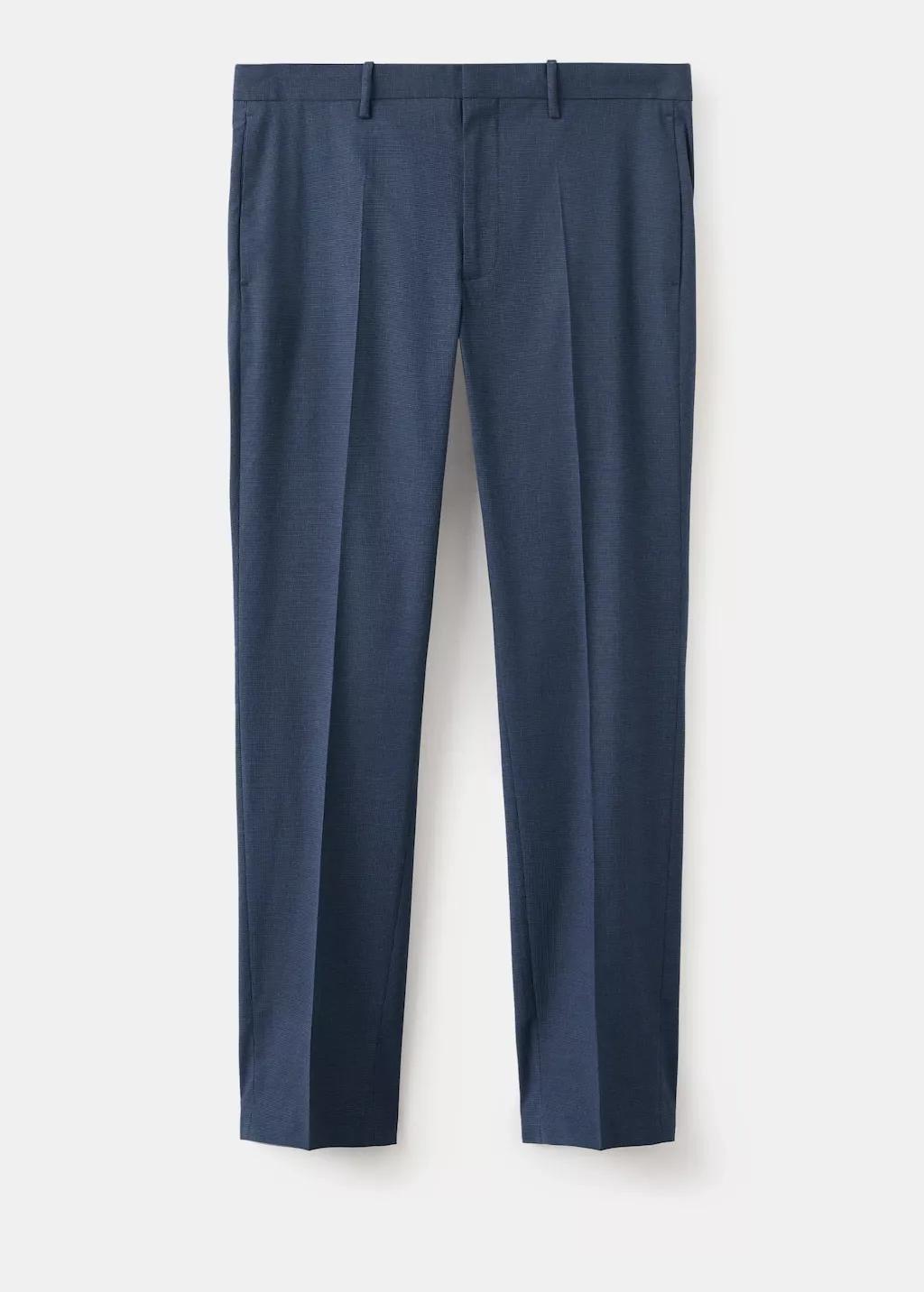 Blue Stretch Fabric Super Slim-Fit Suit Trousers, 0201_55, large image number 8