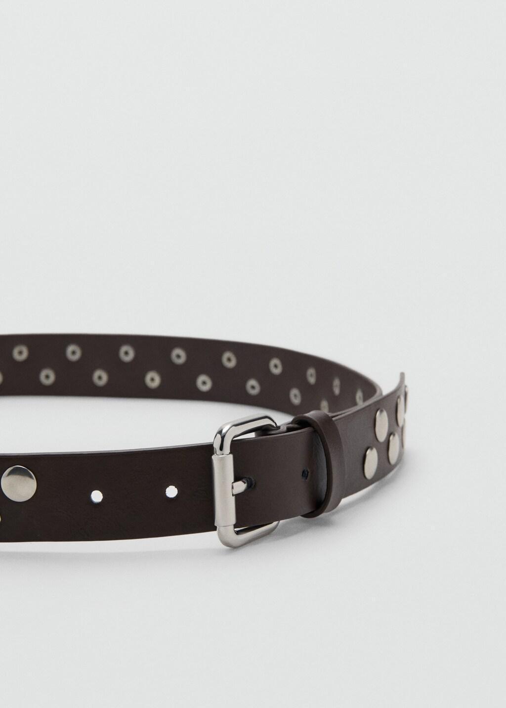 Brown Studded Belt, Dark Brown, large image number 0