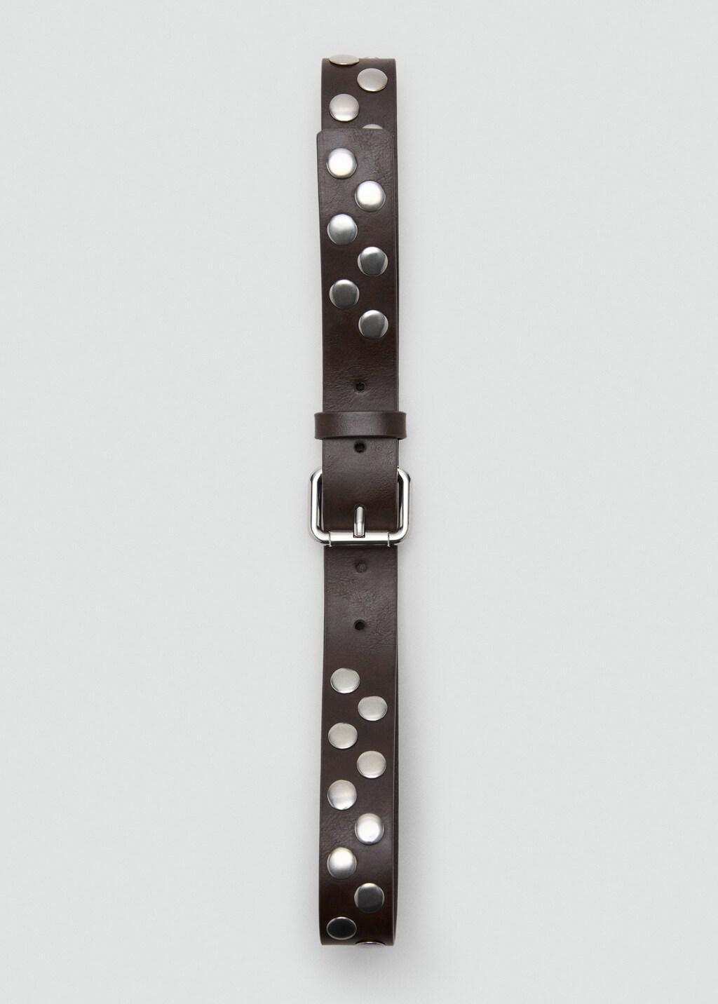 Brown Studded Belt, Dark Brown, large image number 1