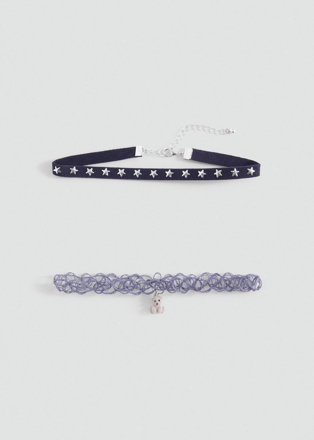 Navy Pack Of 2 Chokers, Kids Girls, Navy, large image number 2