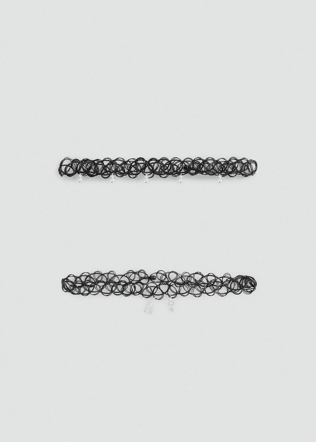 BLACK 2 chokers pack, Kids Girl, Black, medium