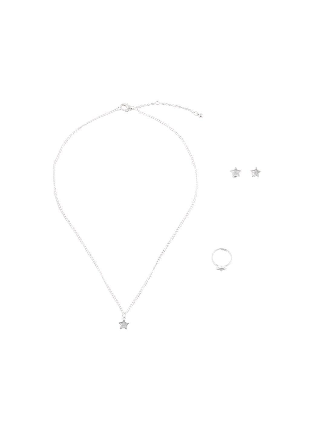 SILVER Pack of choker, earrings and ring, Kids Girl, Silver, large image number 2