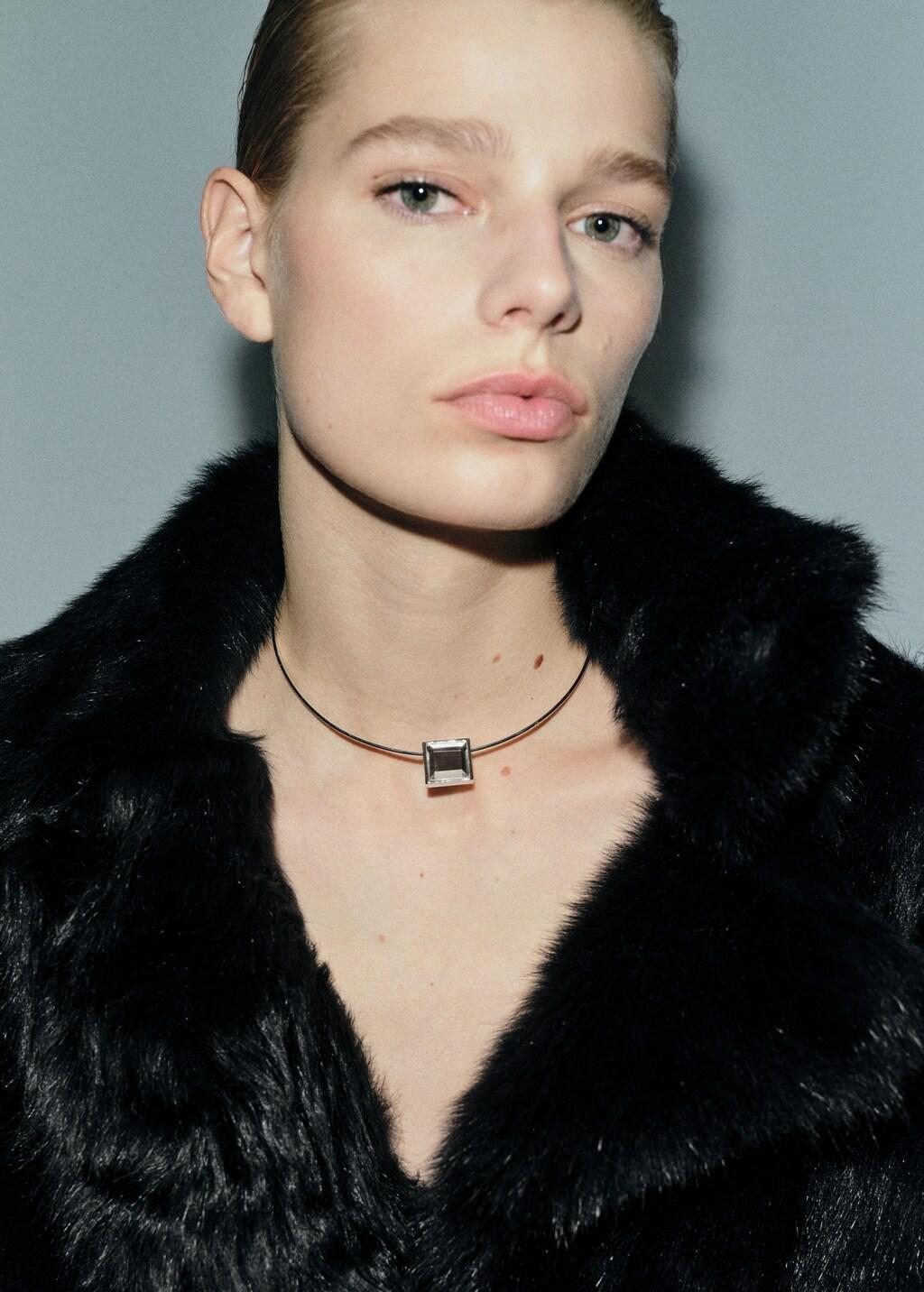 Silver Rigid Collar With Crystal Embellishments, Silver, large image number 0