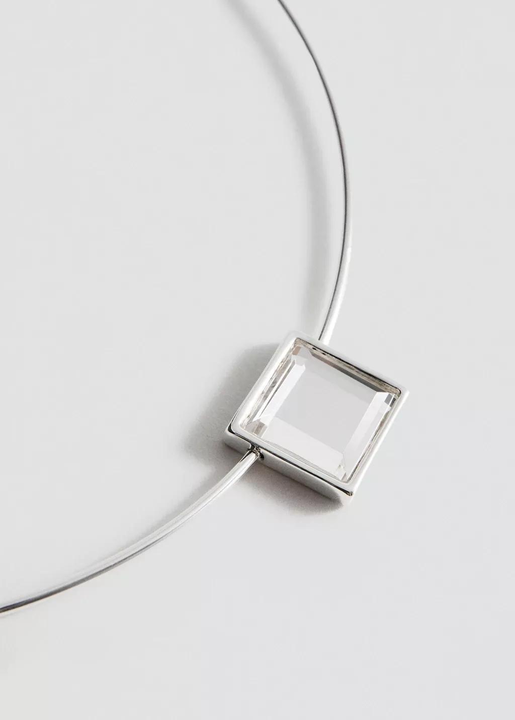 Silver Rigid Collar With Crystal Embellishments, Silver, large image number 1