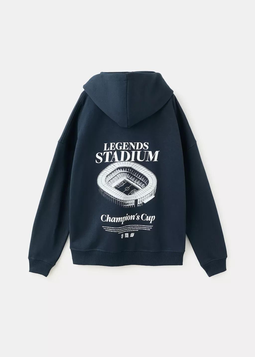 Navy Printed Hoodie, Kids Boys, Navy, large image number 2