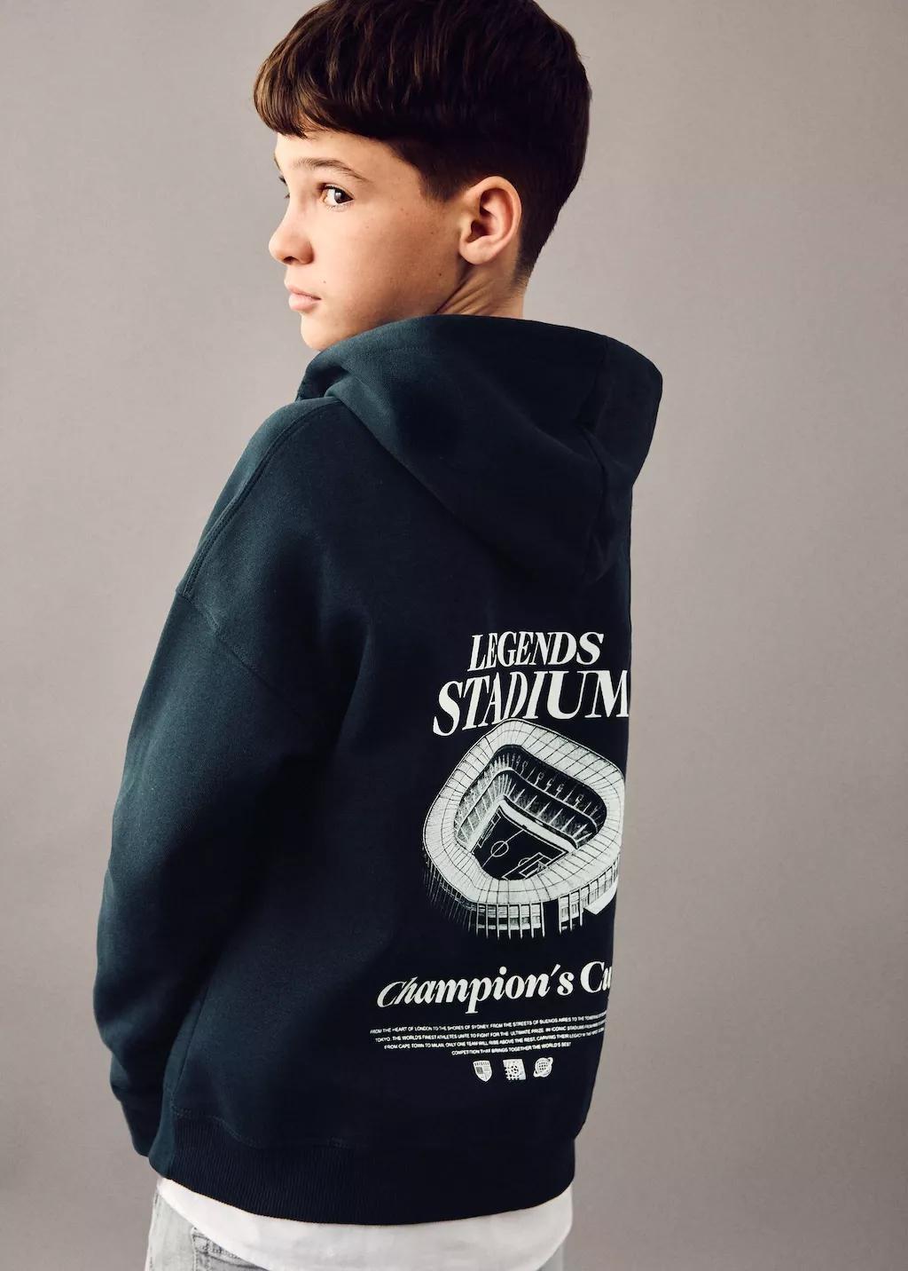 Navy Printed Hoodie, Kids Boys, Navy, large image number 3