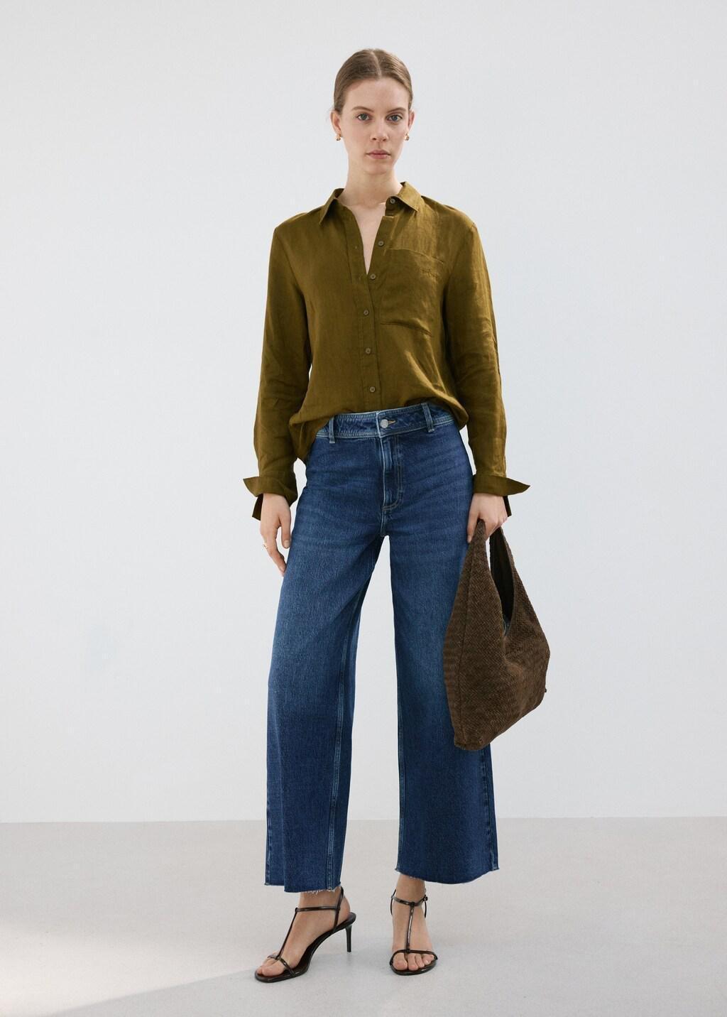 Blue Catherin Culotte High-Rise Jeans, Open Blue, medium