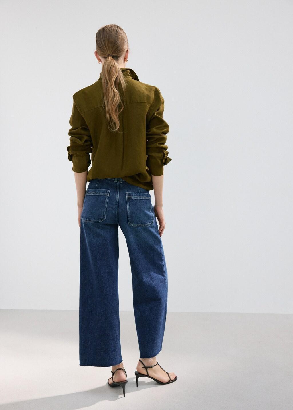 Blue Catherin Culotte High-Rise Jeans, Open Blue, medium