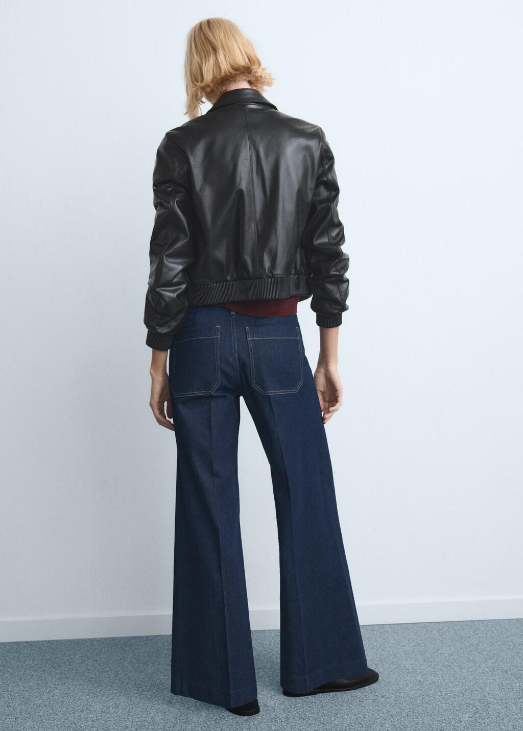 Navy Wide Leg Jeans With Pockets, 0201_TS, large image number 2