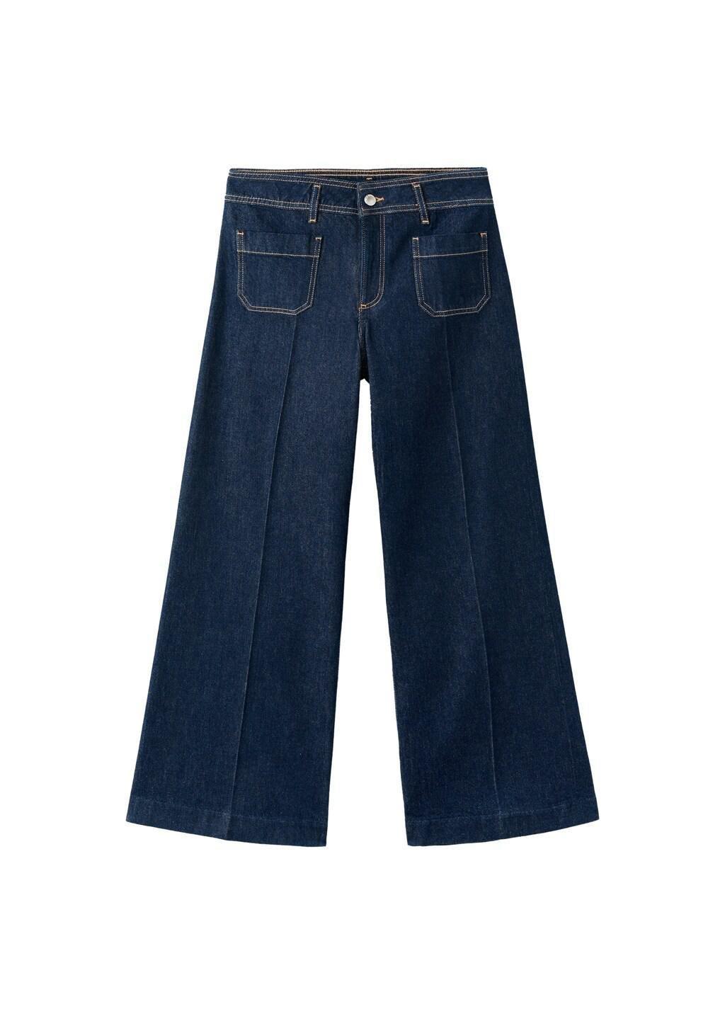 Navy Wide Leg Jeans With Pockets, 0201_TS, large image number 7