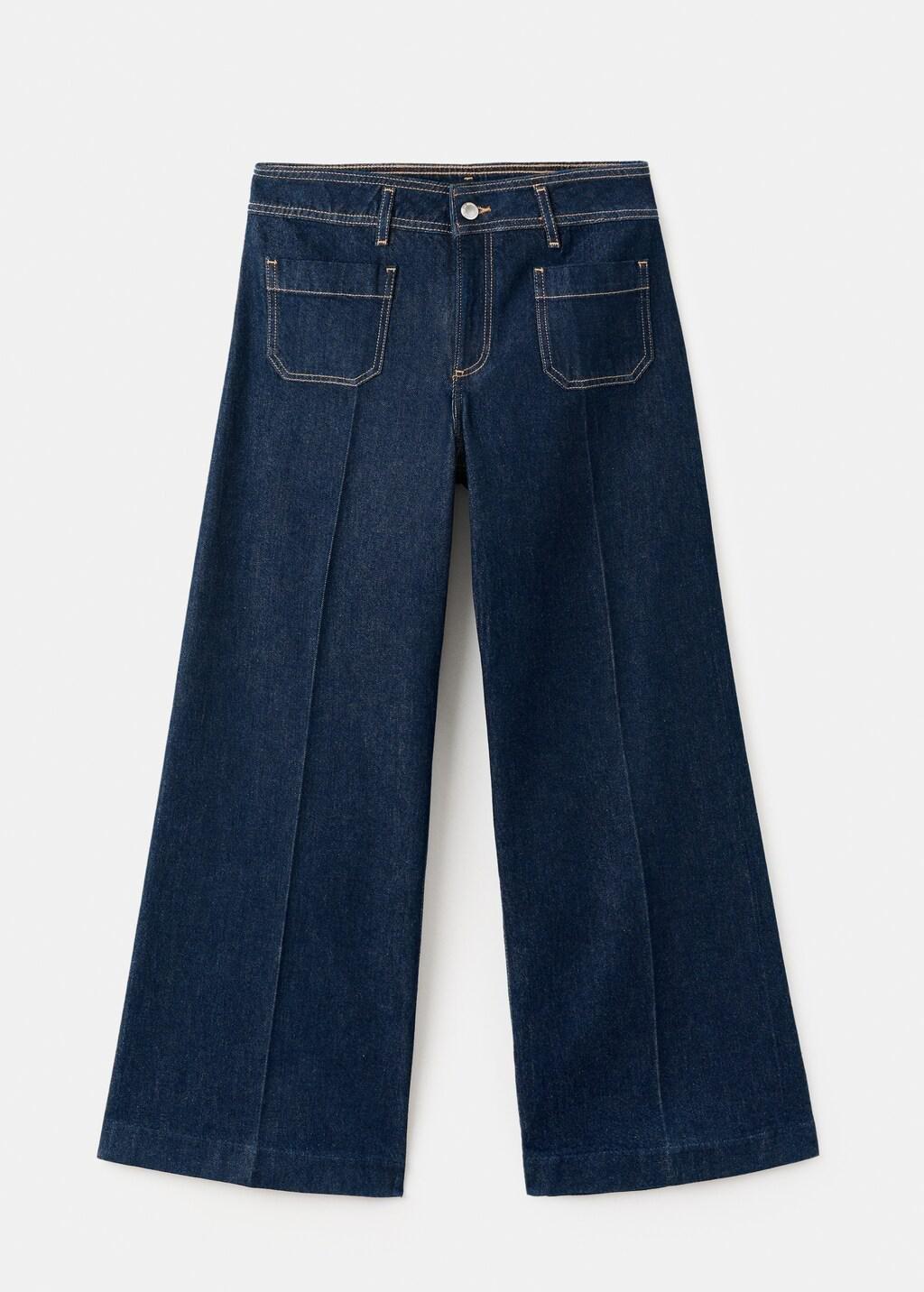 Navy Wide Leg Jeans With Pockets, Open Blue, large image number 8