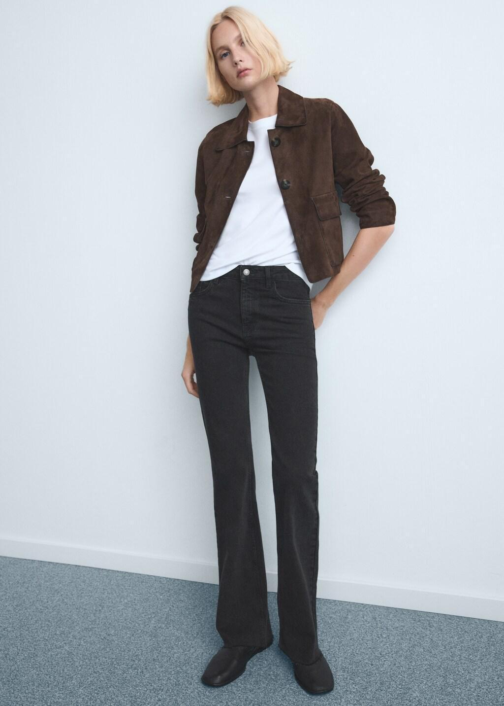 Grey Fiona Flared Mid-Rise Jeans, Open Grey, large image number 0