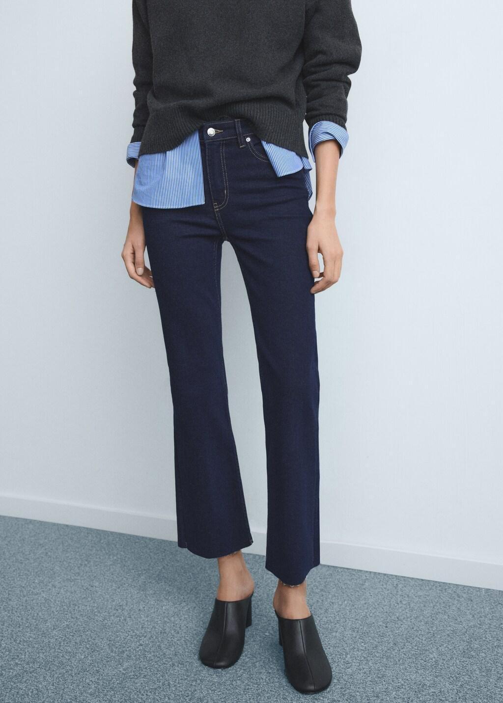 Blue Sienna Flared Cropped Jeans, Open Blue, large image number 3