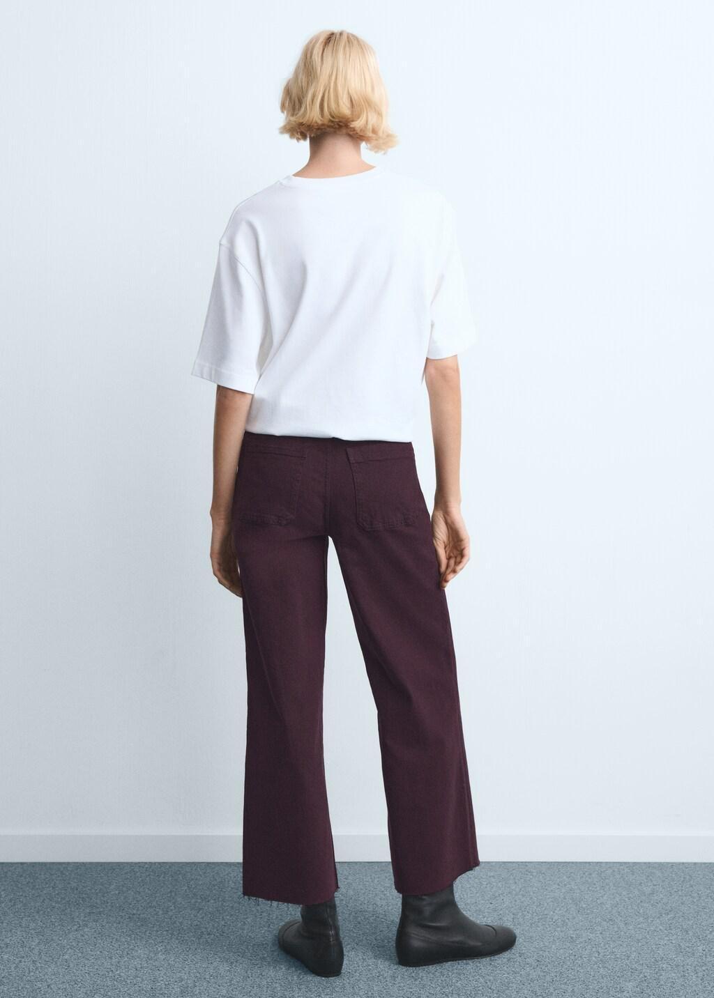 Burgundy Catherin Culotte High-Rise Jeans, Dark Red, large image number 2