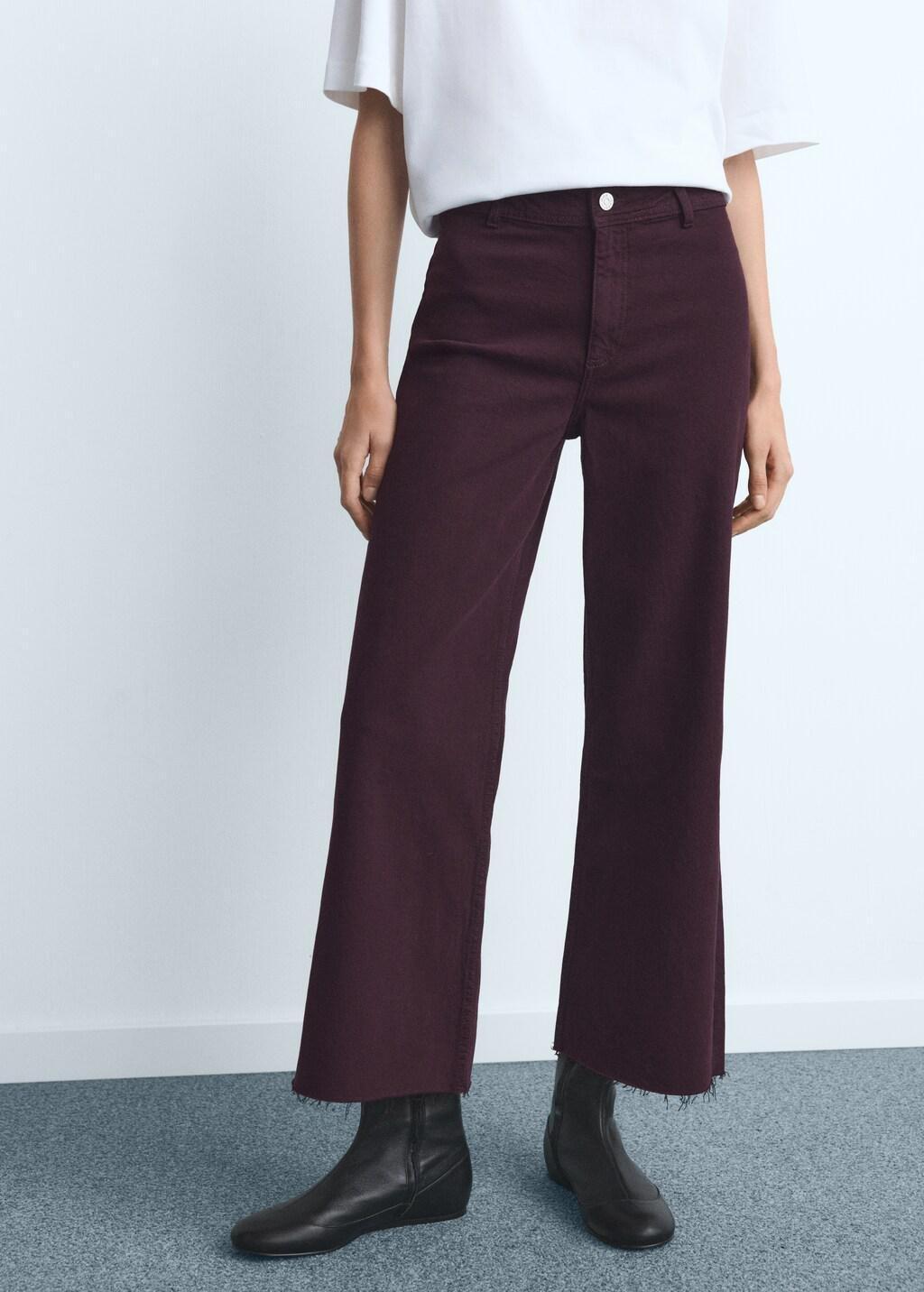 Burgundy Catherin Culotte High-Rise Jeans, Dark Red, large image number 3